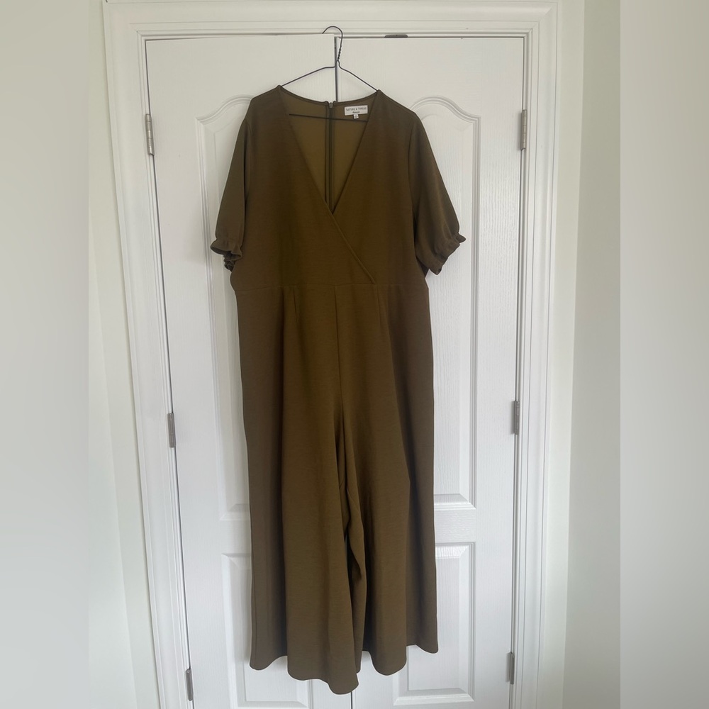 Madewell Crepe Crossover Jumpsuit in Asparagus 3X